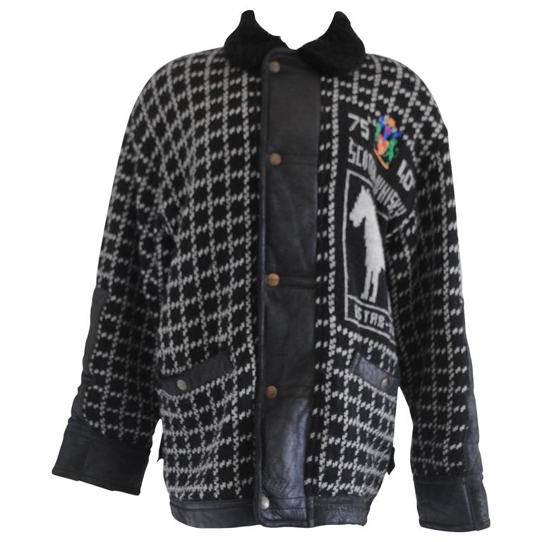 JC De Castelbajac for Iceberg Black/white wool sheepskin jacket For