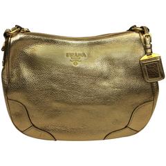 Prada Gold Leather Hobo Bag