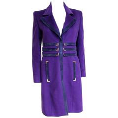 Versace Ladies Purple FW 2011 Suede Wool Coat 42 uk 10  
