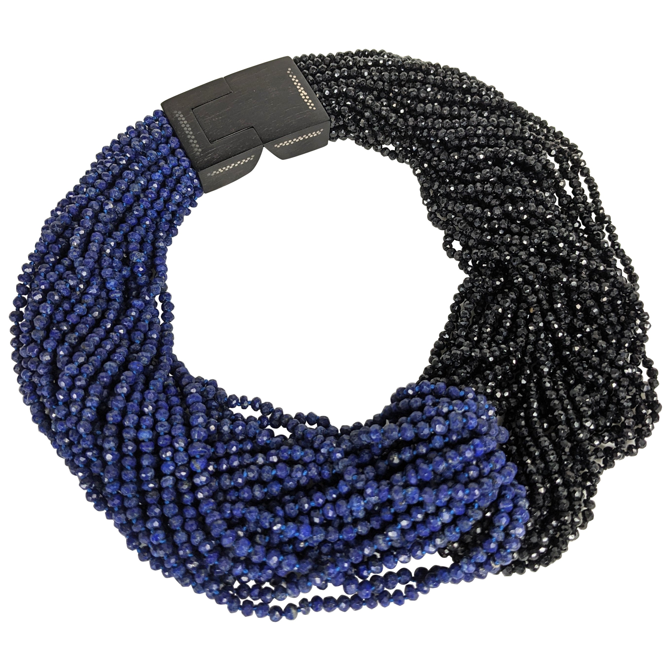 Patricia Von Musulin Onyx and Lapis Beaded Necklace