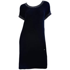 Vintage Chanel Size 42 / 10 - 14 Black and White 2000s Cotton Knit Dress Y2K