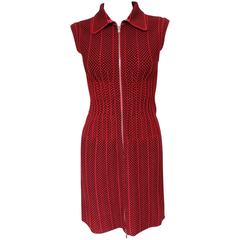 Azzedine Alaia Red Stretch Body-Con Knit Dress NWT F38 uk 10 