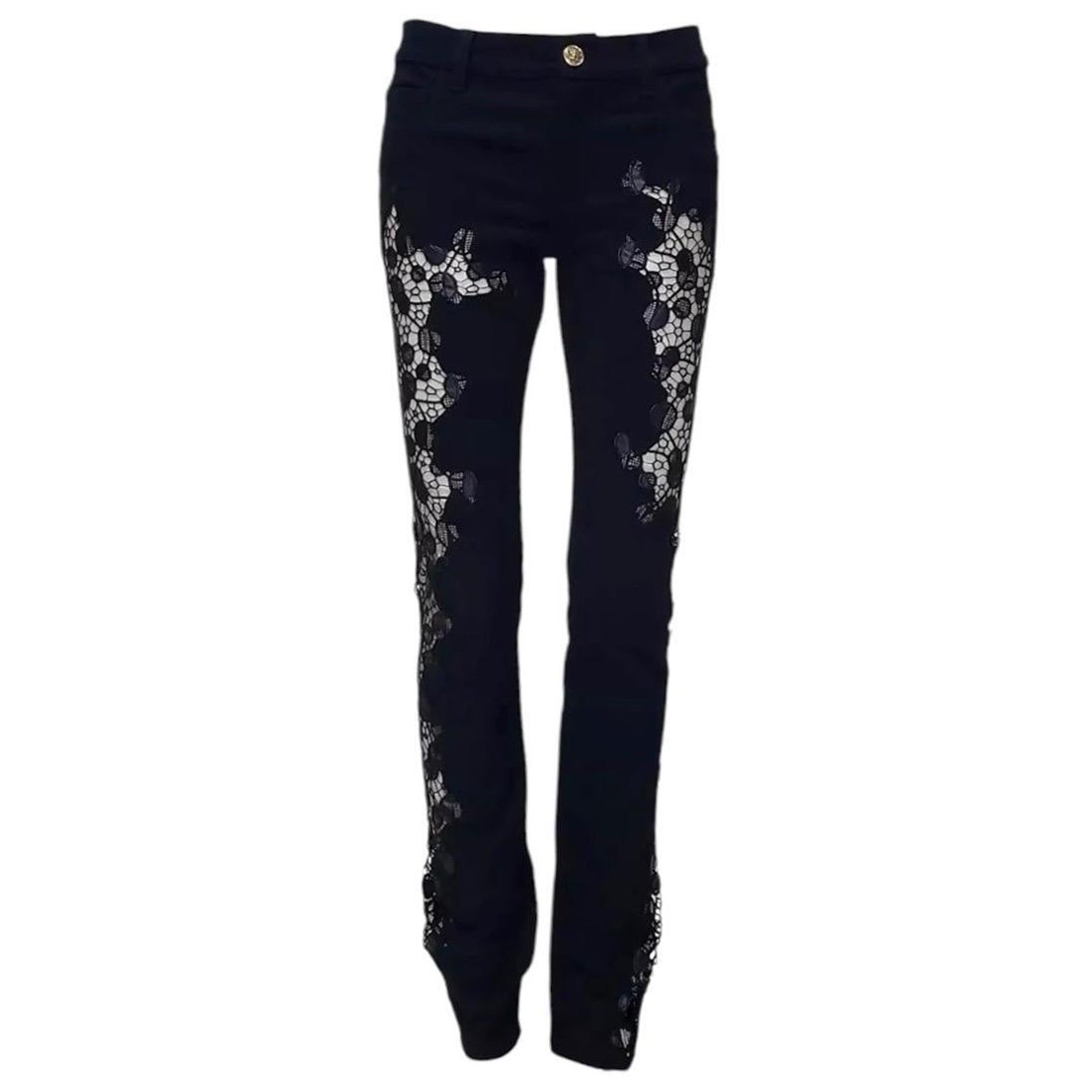 S/S 2013 Look # 15 Versace Black Lace Pannel Jeans Size 26