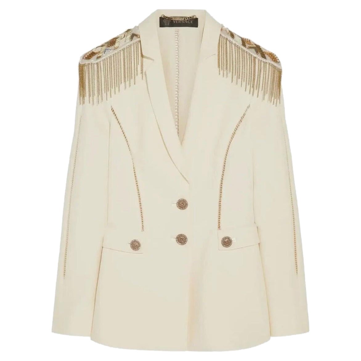 F/W 2014 New Versace Embellished Silk-Crepe Blazer 38 - 2 For Sale