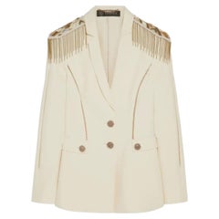 F/W 2014 Nuevo Versace Blazer de crepé de seda adornado 38 - 2