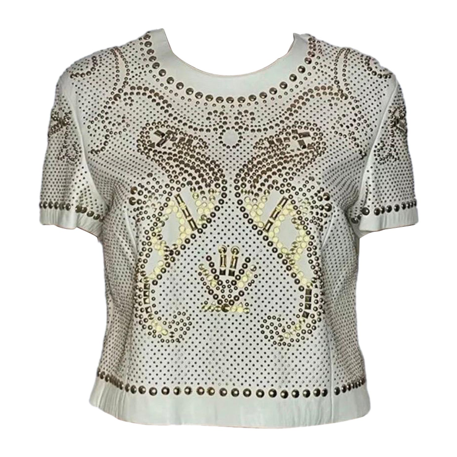 Look P/E 2012#26 Crop Top in pelle con borchie Versace Taglia IT 44