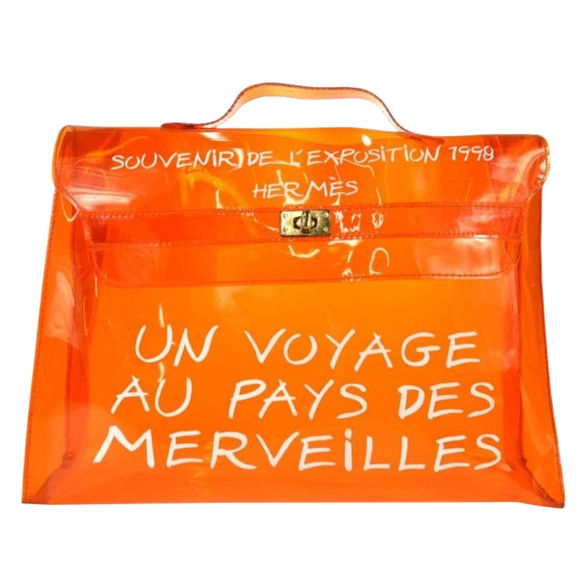 Hermes Orange Vinyl Kelly Beach Bag