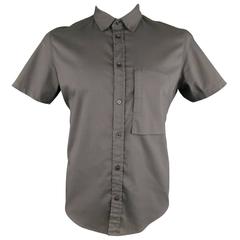 Men's ACRONYM Size M Charcoal Stretch Twill Short Sleeve Velcro Pocket Shirt