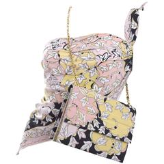Rare 70's Vintage Emilio Pucci Silk Purse and Matching Scarf Set 9