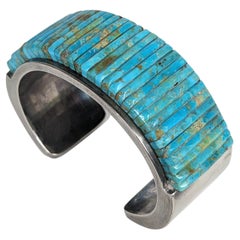 Bracelet en argent sterling incrusté de turquoises de Pete Sierra Navajo