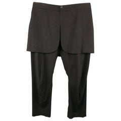 Men's THAMANYAH Size 30 Black Wool Blend Skirt Overlay Dress Pants