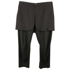 Men's THAMANYAH Size 30 Black Solid Wool Blend Skirt Overlay Dress Pants 5