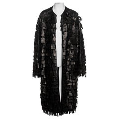 Yves Saint Laurent by Tom Ford Schwarzer Mantel mit Lederapplikationen, FW 2002