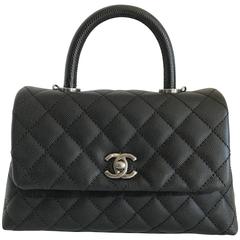 CHANEL Caviar Quilted Medium Coco Handle Flap Light Beige 198234
