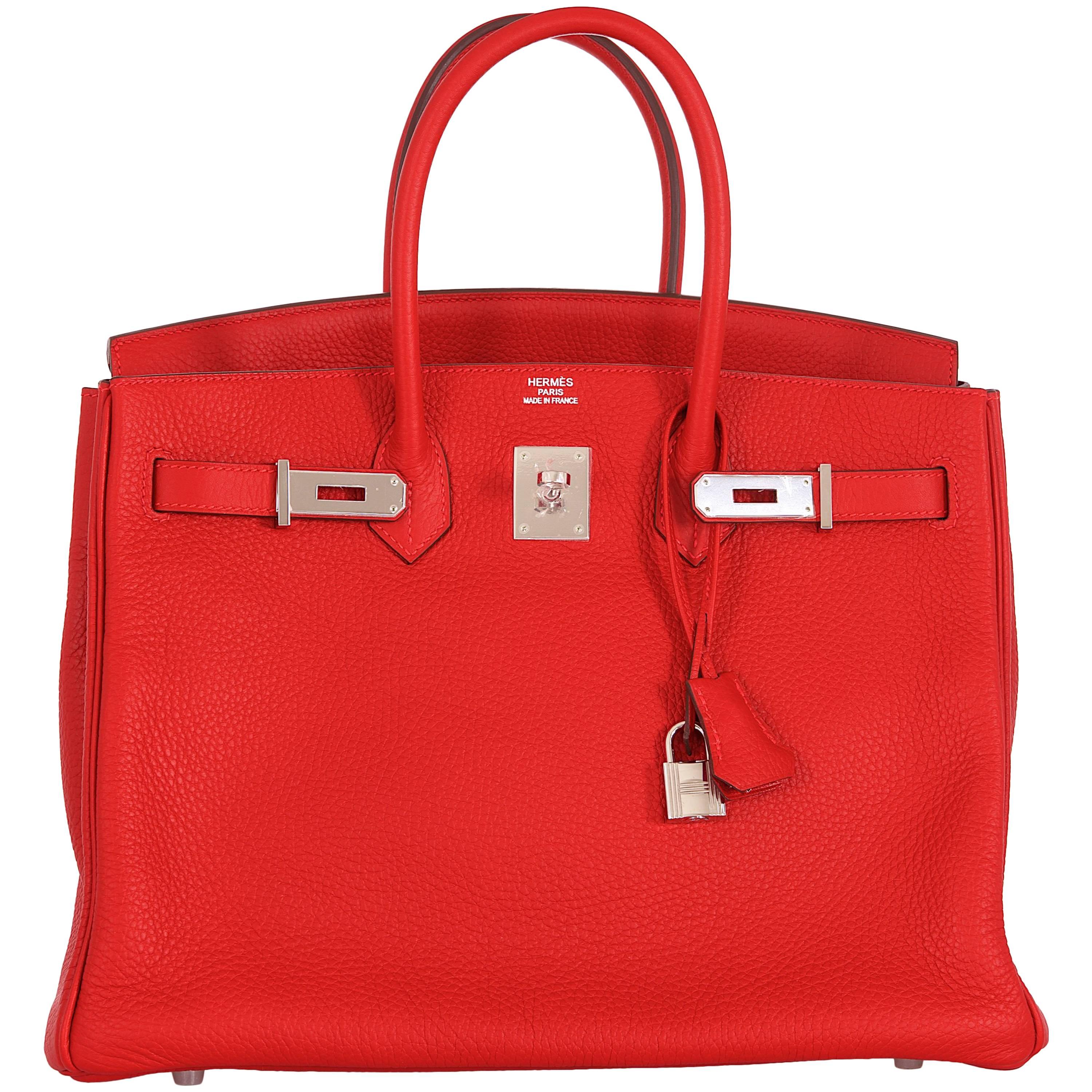 Hermes Birkin Bag 35cm Red Rouge Casaque Palladium hardware