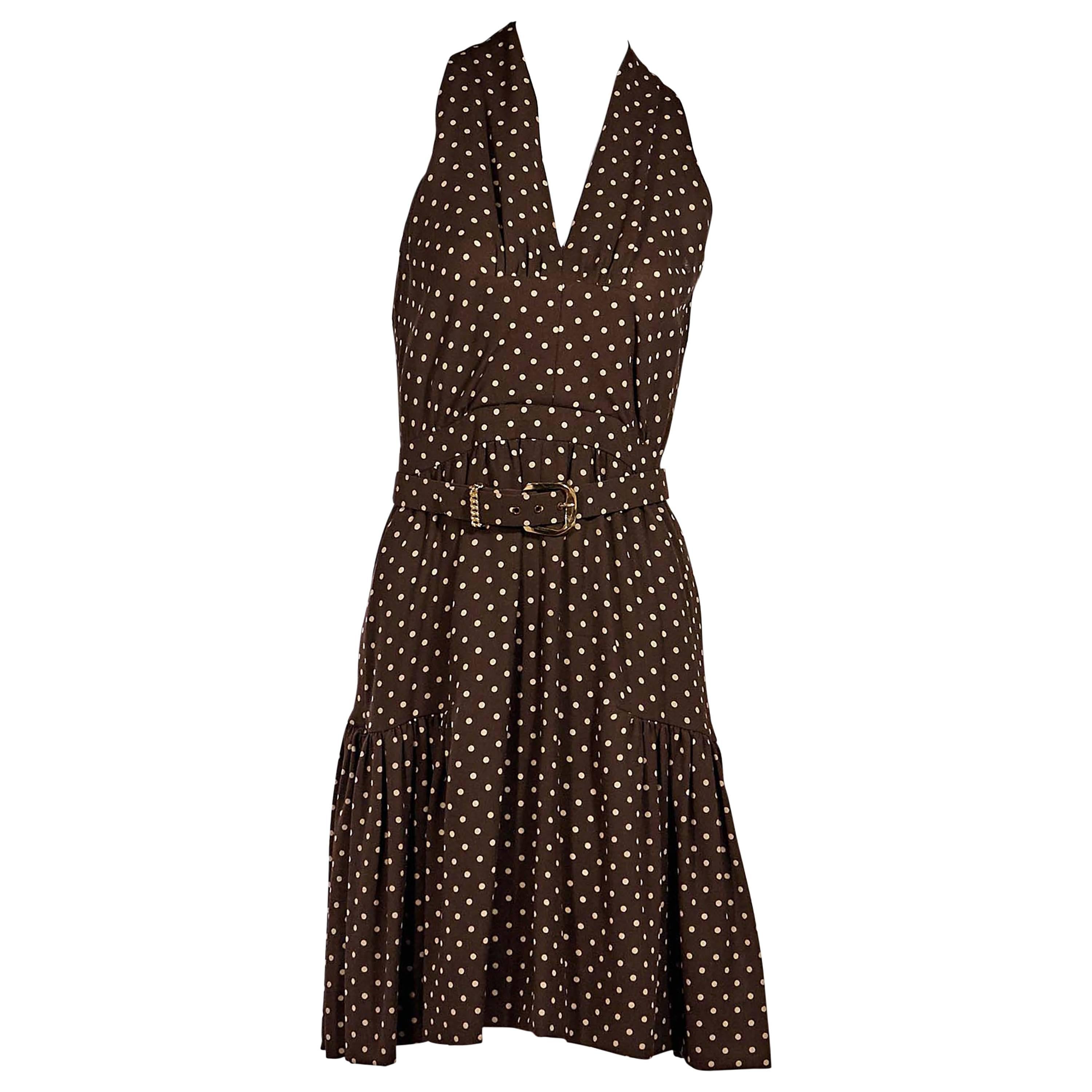 Brown Vintage Chanel Polka Dot Dress