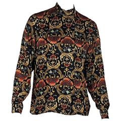 Multicolor Vintage Hermes Printed Silk Top 3