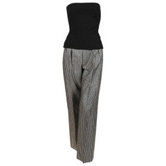 1970's SAINT LAURENT black bustier and gold & black pants
