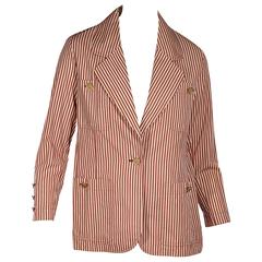 Red & White Vintage Chanel Striped Jacket