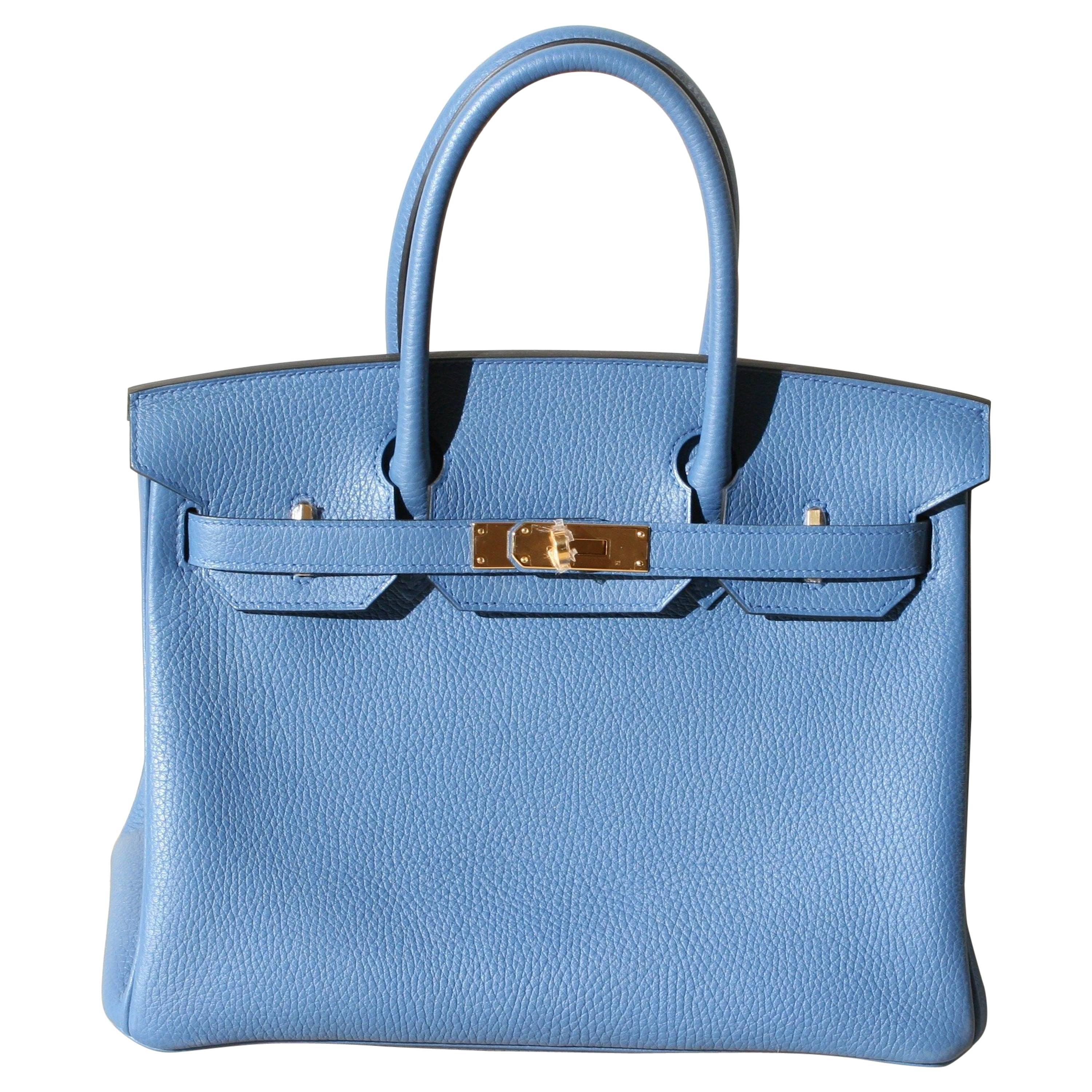 HERMES BIRKIN Bleu Agate Taurillon Clémence 30'