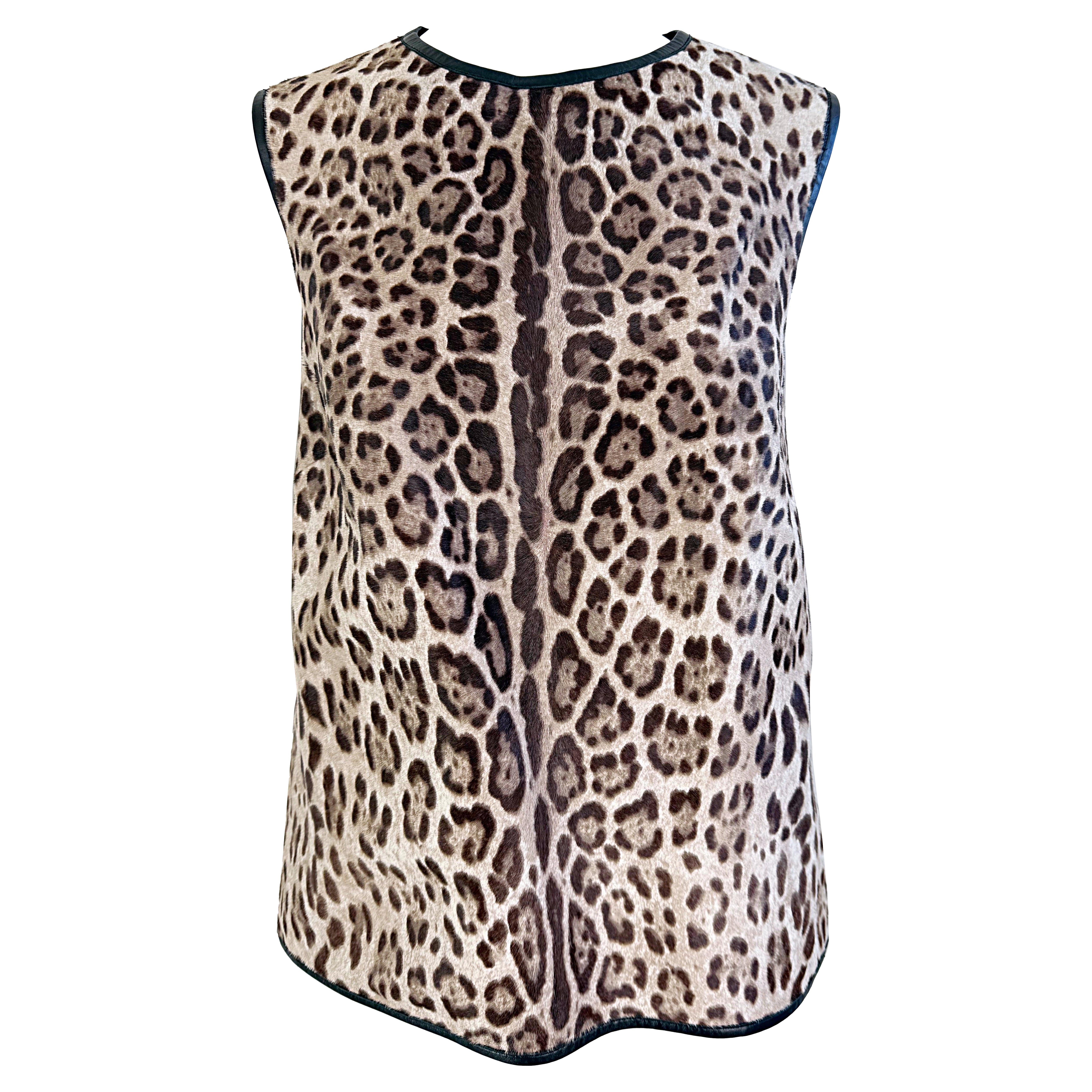 Emilio Pucci Pre Fall 2013 Runway Calf Hair Size 8 / 10 Leopard Print Blouse Top For Sale