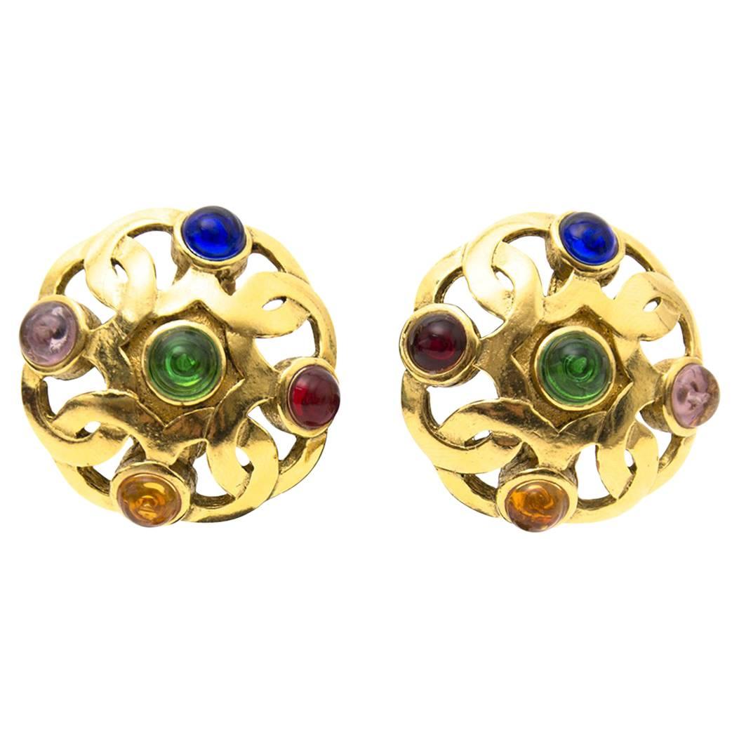 Chanel Vintage Multi-color Clip Earrings