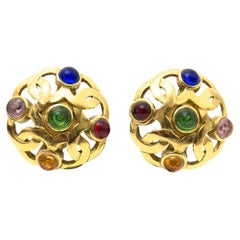 Chanel Vintage Multi-color Clip Earrings
