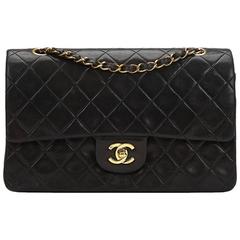 1990s Chanel Black Quilted Lambskin Vintage Medium Classic Double Flap Bag 7