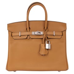Hermès Bronze Dore Swift Leather Birkin 25cm Retourne