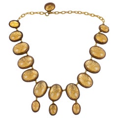 Line Vautrin School Vergoldete Kette Halskette mit Talosel-Cabochons