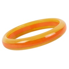 Laminierter Bakelit-Armreif aus gelbem und orangefarbenem Marmor