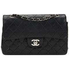 2000s Chanel Black Quilted Lambskin Small Classic Double Flap Bag