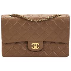 Chanel Brown Lambskin Medium Classic Double Flap Bag - 2 For Sale on 1stDibs