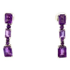 Boucles d'oreilles pendantes en argent massif avec améthyste mauve pour bijoux cadeau pour mère