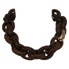 Goossens Paris Wood Link Necklace with Bronze Clasp