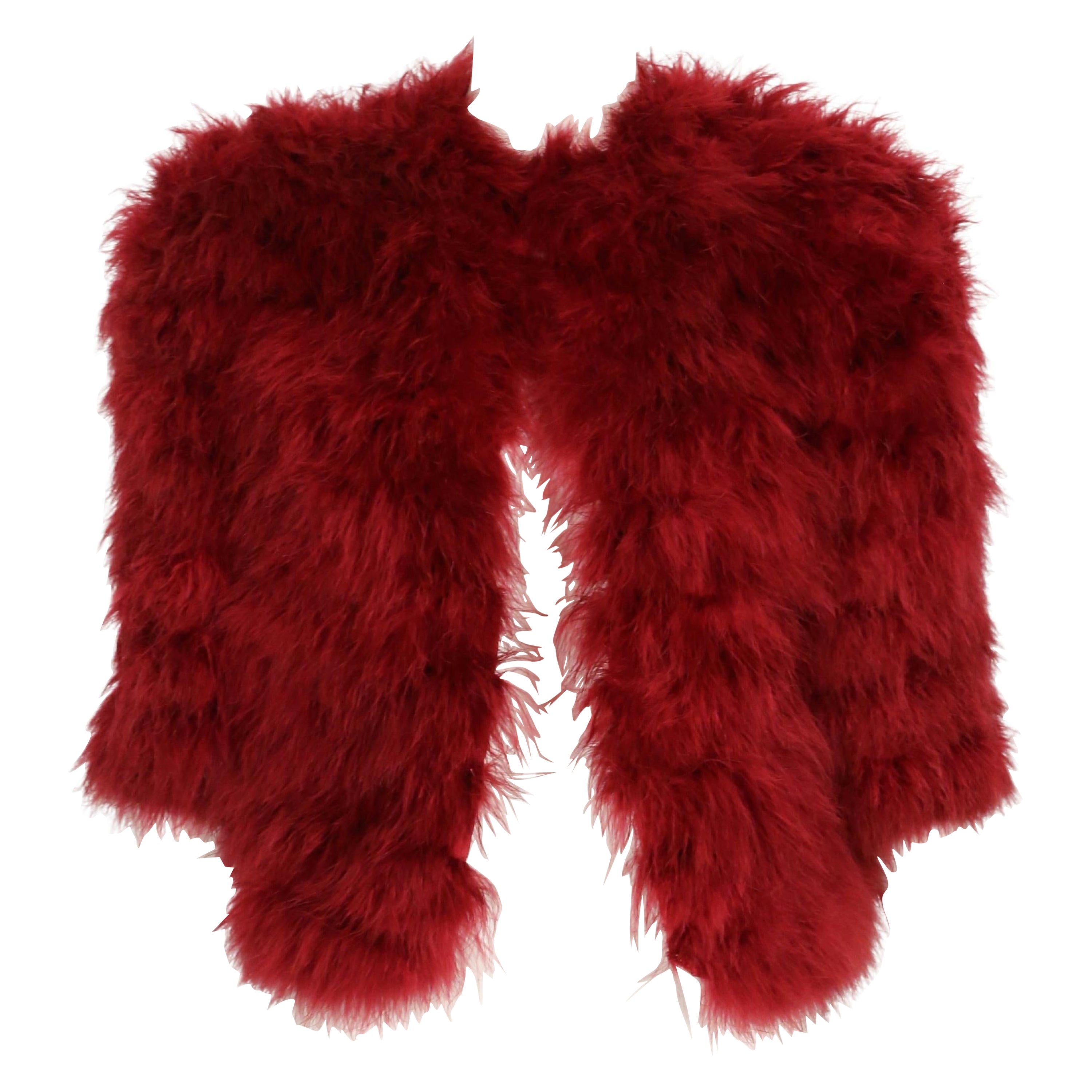 1981 Yves Saint Laurent, giacca RUNWAY fucsia con piume di marabù