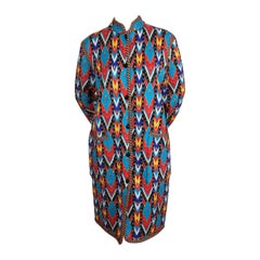 1980 Yves Saint Laurent cappotto con maglione Ikat luminoso
