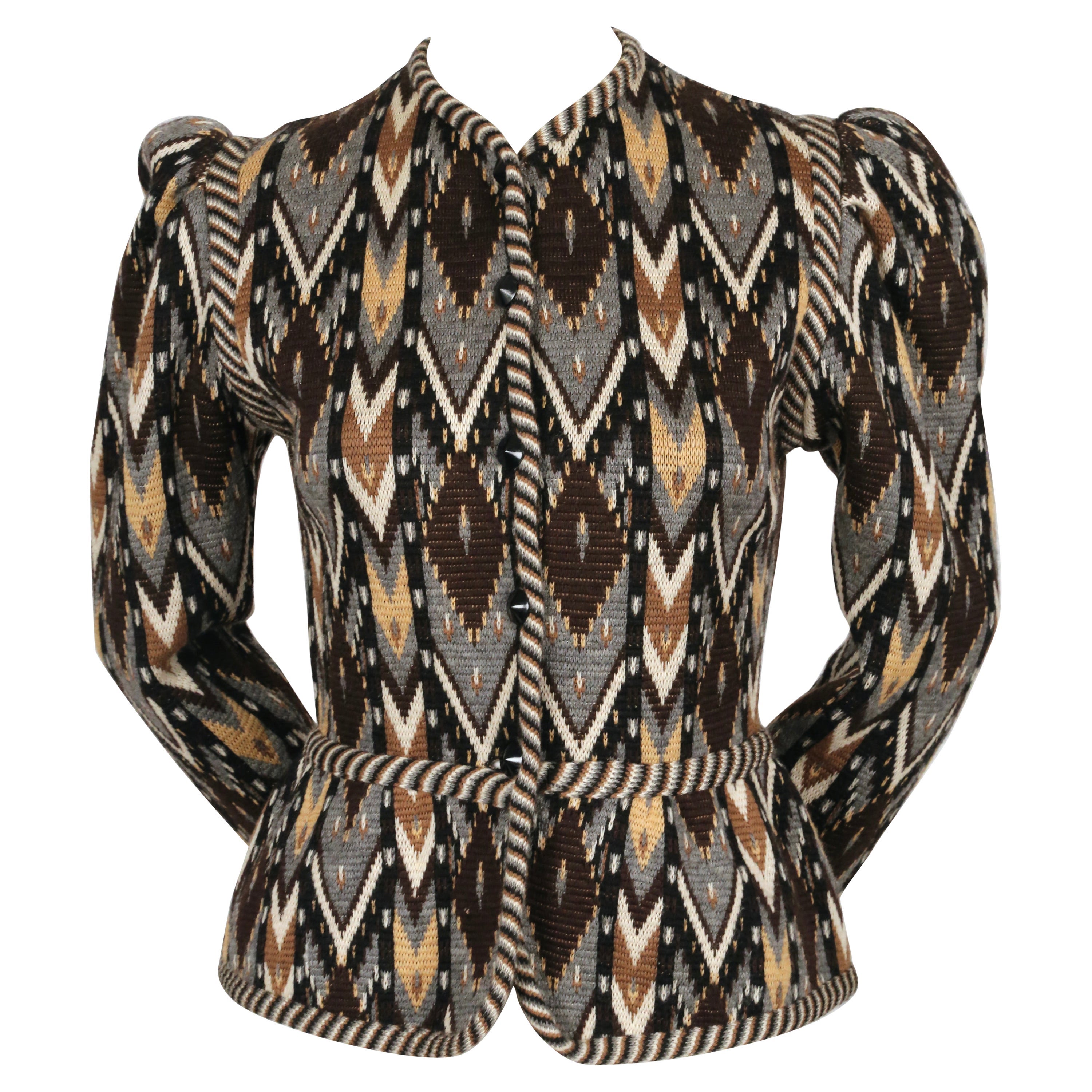 1980 YVES SAINT LAURENT Ikat cardigan sweater