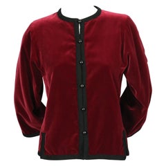 1976 YVES SAINT LAURENT Balle Russes collection burgundy velvet RUNWAY jacket