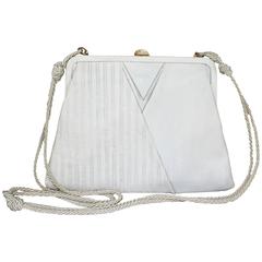 1980s Fendi White Braided Rope Crossbody Bag Purse golden Details