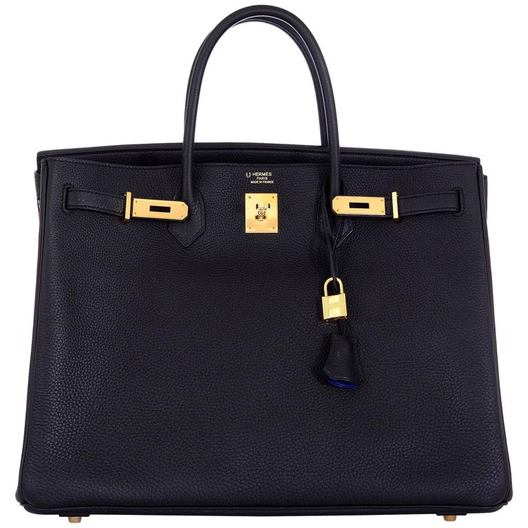Hermes Birkin 40cm Black With Blue Electric Gold Hardware Two Tone ...