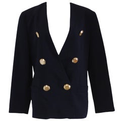 Genny by Gianni Versace Blu Wool Gold Bottons Jacket