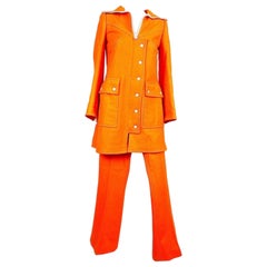 A. Courréges Hyperbole wool orange trouser suit from 1970