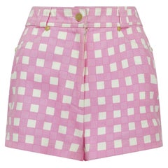 1993 Runway Gianni Versace Pink and White Gingham Shorts