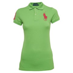 Ralph Lauren Green Logo Embroidered Cotton The Skinny Polo S