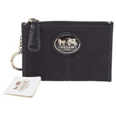 Coach Signature Black Canvas Zip Skinny ID Case