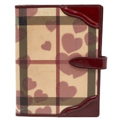 Burberry Burgundy Heart Nova Coated Canvas and Patent Leather Agenda Cover