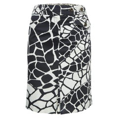 Class by Roberto Cavalli Black Print Crepe Pleat Detail Short Skirt S