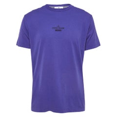 Stone Island Blue Print Cotton Half Sleeve T-Shirt L