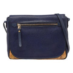 Alviero Martini 1A Classe Blue Geo Print Coated Canvas & Leather Crossbody Bag